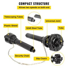 PTO Shaft PTO Drive Shaft 1-3/8″ 6 Spline Ends T5 43″-57″ for Brush Hog