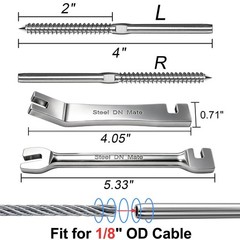 120 Pack T316 Stainless Steel Left&Right Handed Thread Swage Lag Screws for W…