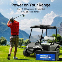 DCHOUSE 48V 100Ah Lithium Golf Cart Battery + 48V 18A Charger Trolling Motor RV