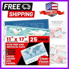 11×17 Sheet Protectors, 25 Pack, Heavyweight, Clear Page Protectors | Side Lo…