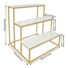 Gold+White 3-Tier Retail Table Display Rack for Bag Shoes Organizer Stand NEW