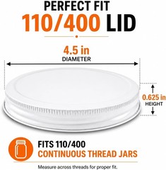 3-Pack White Metal Lids for 1 Gallon & 1/2 Gallon Wide Mouth Glass Jars – 110mm