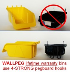 WallPeg Storage Pegboard Bins – Plastic Pegboard Peg Hook Organizer Bin Kit
