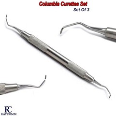 Set Of 3 Curette Columbia University Periodontal Scalers Dental Instruments CE