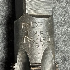 RIDGID 1 Inch NPT 1 9/64 Drill Pipe Tap, 5 Flute, Made in USA