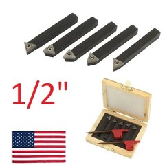 5 pc 1/2″ Lathe Indexable Carbide Insert + Turning Tooling Bit Holder Set