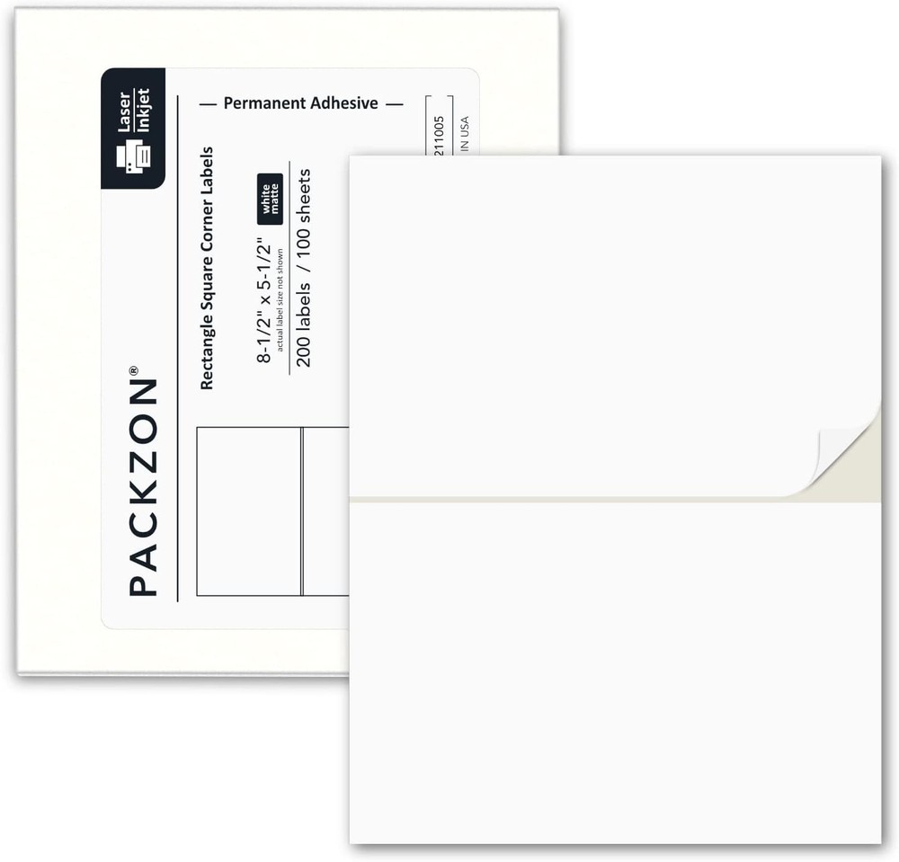 Shipping Labels with Self Adhesive, Square Corner, 200 Labels, Matte White