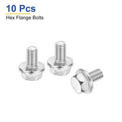 10Pcs M6 X 10Mm Hex Serrated Flange Bolts Screws, 304 Stainless Steel Flanged He