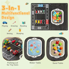 31.5 In. Width Beige 3-In-1 Kids Activity Table with Foldable Water Bin Large Ca