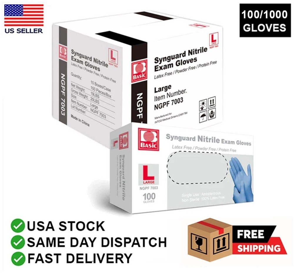1000pcs Disposable Synguard Nitrile Exam Gloves Medical Gloves Latex Powder Free