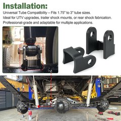 Set of 2 Shock Mount Brackets – 6mm Steel, 1/2″ Bolt Hole, Fits 1.75″–3″ Tube