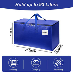 4 Pack XL Heavy Duty Moving Bags with Reinforced Stitching & Smooth Dual Zippers
