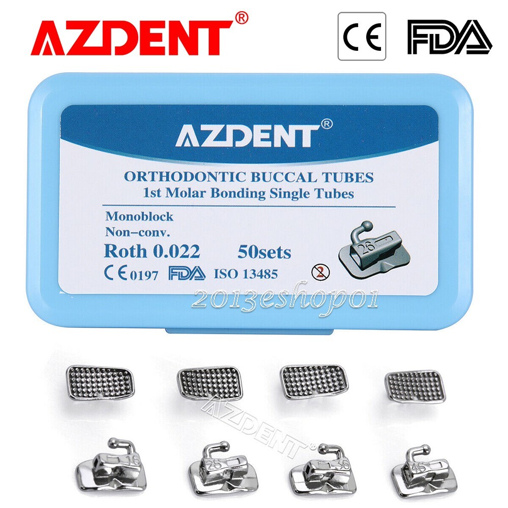 50Sets AZDENT Dental Orthodontic Sgl Buccal Tube Roth.022 1st Molar Non-Conv