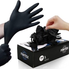 FINITEX Large Pack of 100 Black Nitrile Disposable Medical Gloves 6 mil