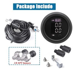52mm Dual Digital Air Pressure Gauge 0-220 PSI 2 1/8NPT Sensors Kit