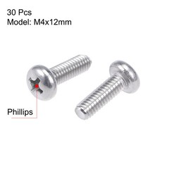 30pcs M4x12mm Machine Screws Pan Phillips Cross Head Screw Fasteners Bolts