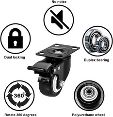 Durable 2 Inch Heavy Duty Caster Wheels – Locking and Easy to Install, Set of 4