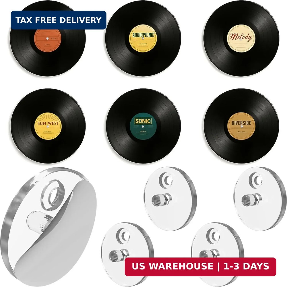 Modern JP Adhesive Vinyl Wall Mount for Discs (4-Pack) – Strong Hold Record Hold