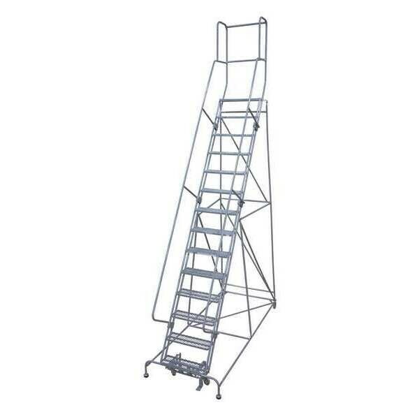 NEW! Cotterman 182in H Steel Rolling Ladder-14 Step Serrated-450lb Load Cap!!