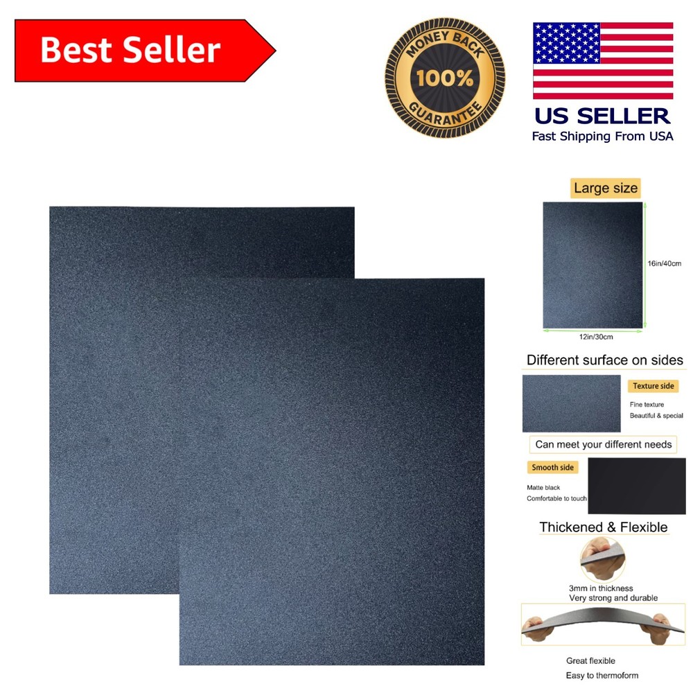 Quality 1/8″ Thick Black ABS Sheets – Smooth & Textured Finish, 2 Pack