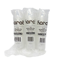Lot of 3 Karat 1 oz Tall Portion Cups Translucent PP FP-P100TALL-PP New