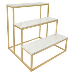 Gold+White 3-Tier Retail Table Display Rack for Bag Shoes Organizer Stand NEW