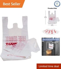 Durable White Plastic Shopping Bags – 100 Count, 15 Mic Reusable and Disposable