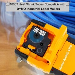 20PK Heat Shrink Tube Label IND Tape Black/White 18053 3/8″ For Dymo Rhino 5200