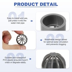 1 Inch (25mm) Fish Cover Permeable Cap 8Pcs, PVC Aquarium Guard Gray