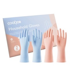 2 Pairs Thickened Rubber Gloves with Cotton Lining & Non-slip Grip, Colorful Hou
