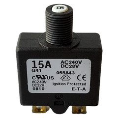 ETA Thermal Circuit Breaker, 1658 Series, 15 A, 1 Pole Push to reset, NEW