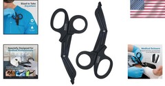 7.5-Inch Stainless Steel Trauma Shears – Blunt Tip, Autoclavable, Black 2-Pack