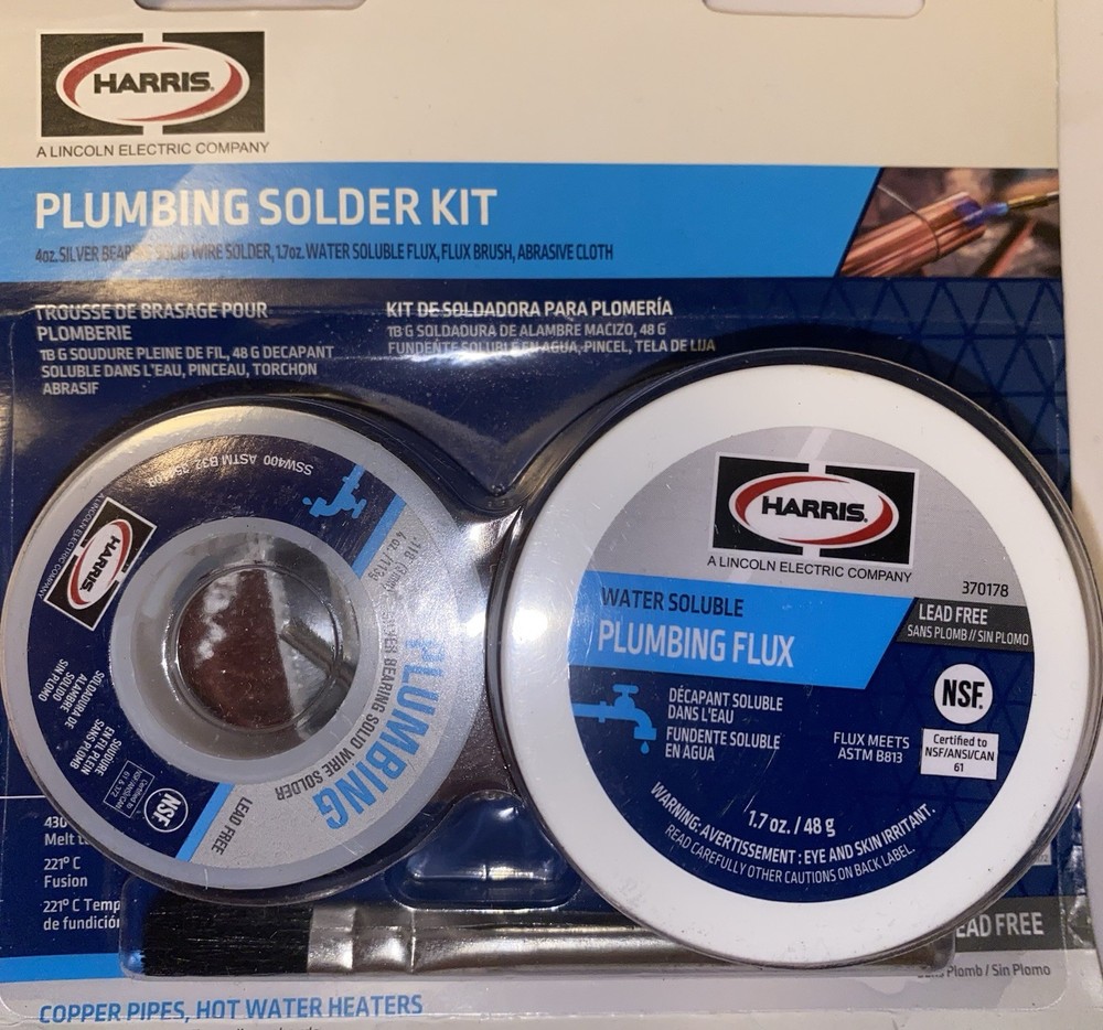 HARRIS 4 oz Plumbing Solder Kit w/ Flux, Brush, Abrasive Cloth, Model: 333559