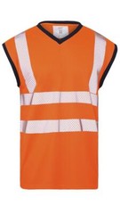 New Mens Hi Viz Vis Hi Visibility Vest Top Safety Work Wear Crew V Neck T-Shirt