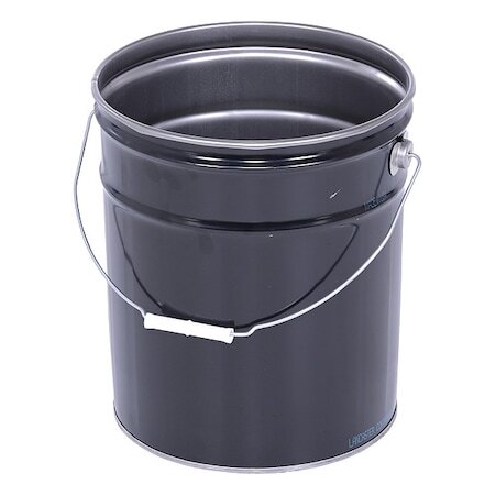 Zoro Select Pail-Stl-Ri 5 Gal Pail W/ Lining, Steel, Black