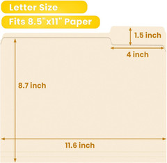 SUNEE File Folders, 18 Pack Manilla Folders 8.5 X 11, 1/3 Cut Tab for Easy Label