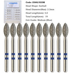 10pcs/pk Zirconia Adjustment Diamond Bur Egg Football Z368/023M FG Medium Grit