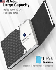 MaxGear Business Card Holder, Slim PU 0.5 x 2.4 x 3.7 inches, Black Carbon