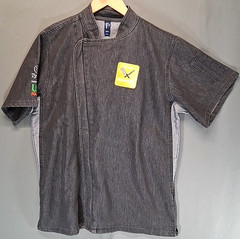 Chef Coat Reprime RP906 Unisex L Hidden Zip Short Sleeve Double Pen Pockets NEW