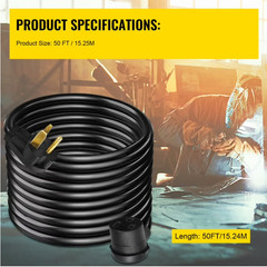 50 ft 40 Amp Welder Extension Cord 8/3 AWG Heavy Duty Power Cord 250V NEMA 6-50