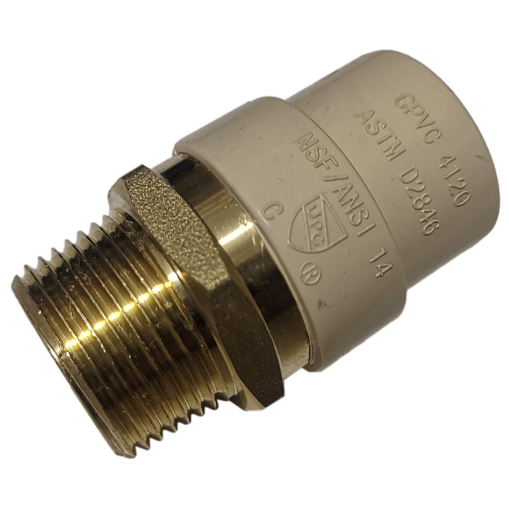 10 Pcs. 3/4″ Male NPT x 3/4 CPVC Adapter, Lead Free Brass, 3/4 CPVC Male Adapter