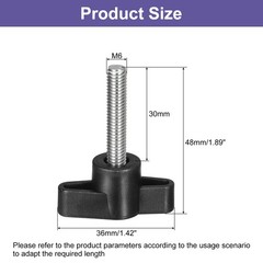6Pcs Metric Carbon Steel Clamping Screw Knob T Shaped Thumb Screws M6 x 30mm