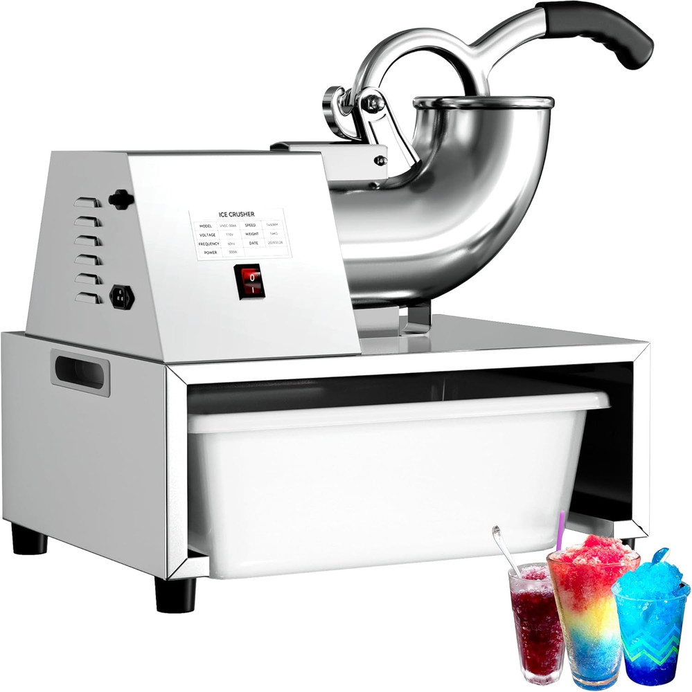 Snow Cone Machine Shaved Ice, 500LB/H Commercial Ice Crusher Shaved Ice Machine