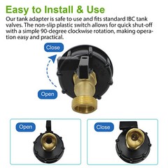 275-330 Gallon IBC Tote Water Tank Adapter 2″ Brass Hose Faucet Valve Connector
