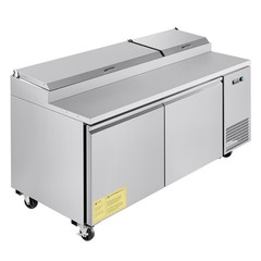 67″ Commercial Refrigerated Pizza Prep Table Station Fridge Double Door w/9 Pans