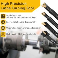 Indexable Lathe Turning Tool 21Pcs Kit 3/8” 10mm Shank 7Pcs Metal Lathe Tool…