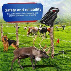 Solar Electric Fence Charger 10 Miles 0.18J 24-Hour Protection Works 14 Days