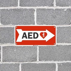 5″x10″ AED Sign with Right Arrow Durable Plastic First Aid Safety Directional