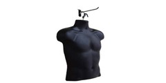Torso Form Molded Man’s Shirt Frosted Fits S – L Hanging Male Mannequin Black