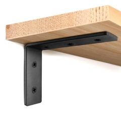 4 Pack Heavy Duty Floating Shelf Brackets, Black Metal L Wall Brackets, DIY I…
